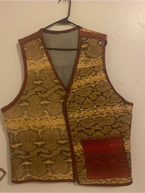 ooak handmade python snake skin biker vest XXL
